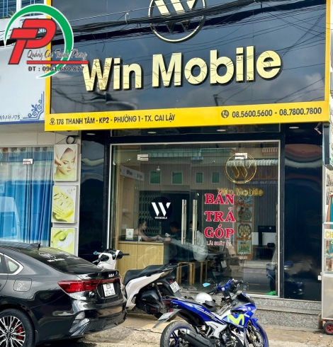 Bảng hiệu alu cửa hàng điện thoại Cai Lậy